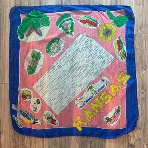 USED. Vintage silk scarf featuring Kansas. Pink and Blue Scarf